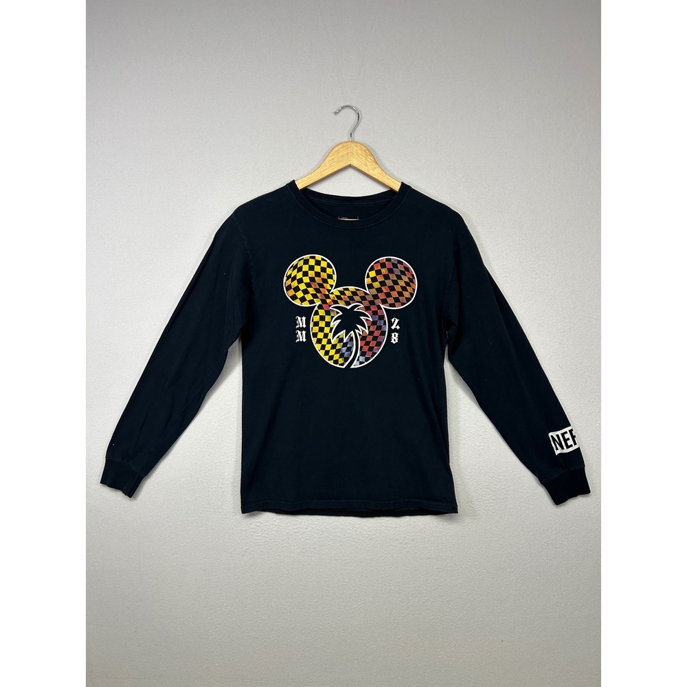 Streetwear Disney x Neff Small Black Mickey Mouse Checkered Long Sleeve Tee‎